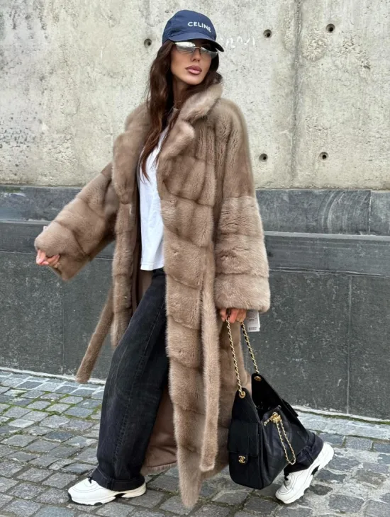 Шуба норковая - цвет пастель - фото 7