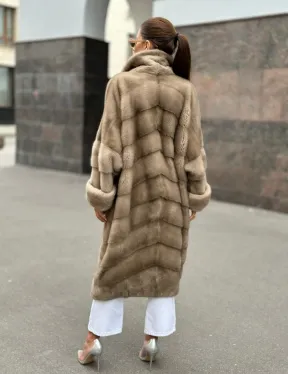 Норковая шуба в цвете пастель - аукционная норка - фото 3