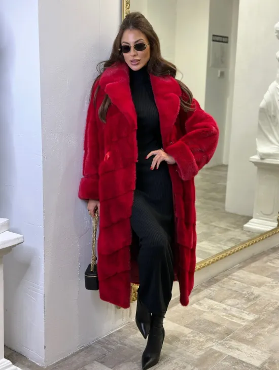 Красная шуба из финской норки - фото 6