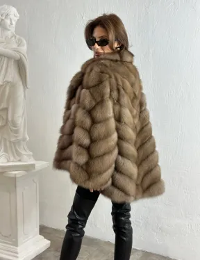 Жакет из куницы с шалью - фото 7