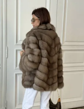 Шуба из куницы воротник английский - фото 8