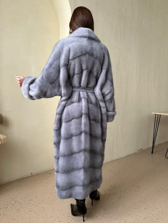 Норка паркет кимоно английский воротник NAFA - сапфир - фото 3