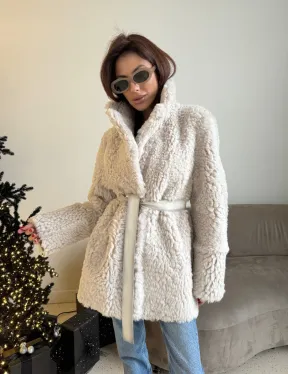 Двусторонняя дублёнка - шуба, мех тиградо английский воротник - фото 18