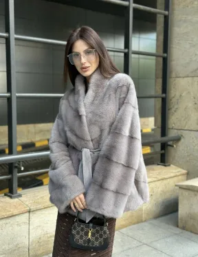 Шуба норковая дымчато-серого цвета - фото 6