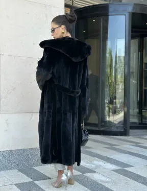 Шуба норка BLACKGLAMA с капюшоном - фото 8