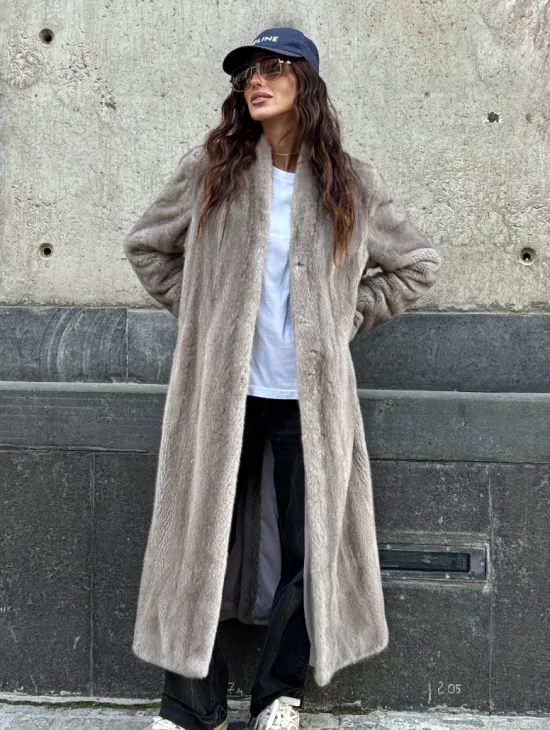 Шуба - пальто в винтажном стиле из скандинавской норки - фото 8